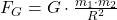 F_G = G \cdot \frac{m_1 \cdot m_2}{R^2}