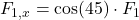 F_{1,x} = \cos(45°)\cdot F_1