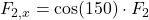 F_{2,x} = \cos(150°)\cdot F_2